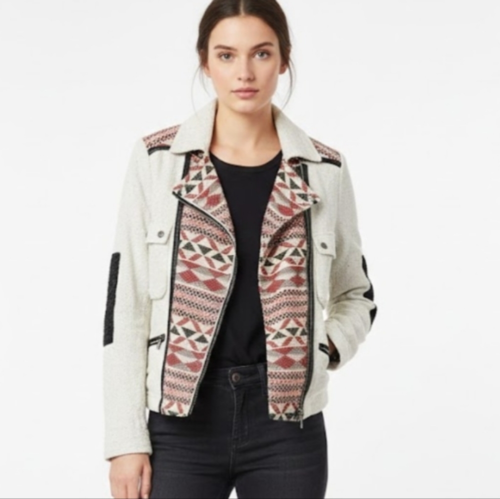 Maison Scotch Aztec Southwestern Gorpcore Moto Bomber Jacket S
